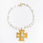 Mother of Pearl with Pearl Anna Cross Necklaces Hidden Truth Jewelry