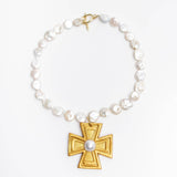 Mother of Pearl with Pearl Anna Cross Necklaces Hidden Truth Jewelry