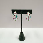Multi Stone Hoops - White Earrings Sugar Babies Children's Boutique/Meg's Shoppe