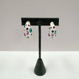 Multi Stone Hoops - White Earrings Sugar Babies Children's Boutique/Meg's Shoppe