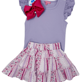 Natalie Skort - Sconset Floral Stripe Girls Skirts + Bloomers Bisby