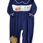 Nativity Smocked Boys Bubble Longall Boys Bubbles + Rompers Three Sisters