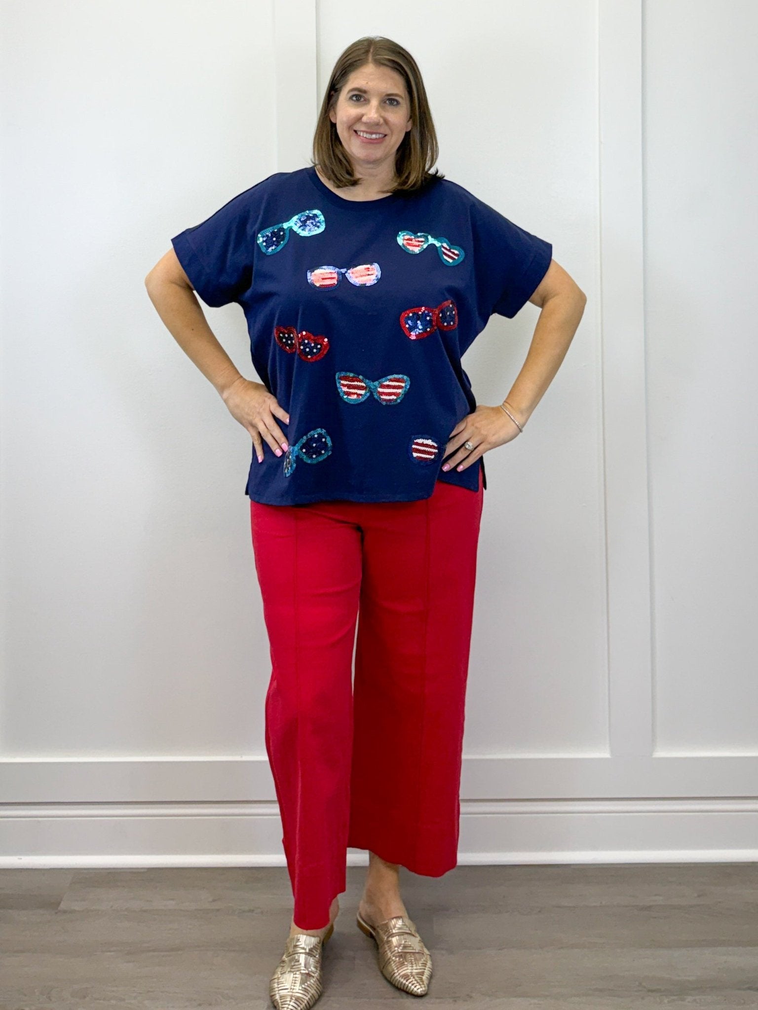 Navy Americana Sparkle Top Tops Mudpie