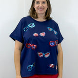 Navy Americana Sparkle Top Tops Mudpie