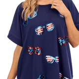 Navy Americana Sparkle Top Tops Mudpie