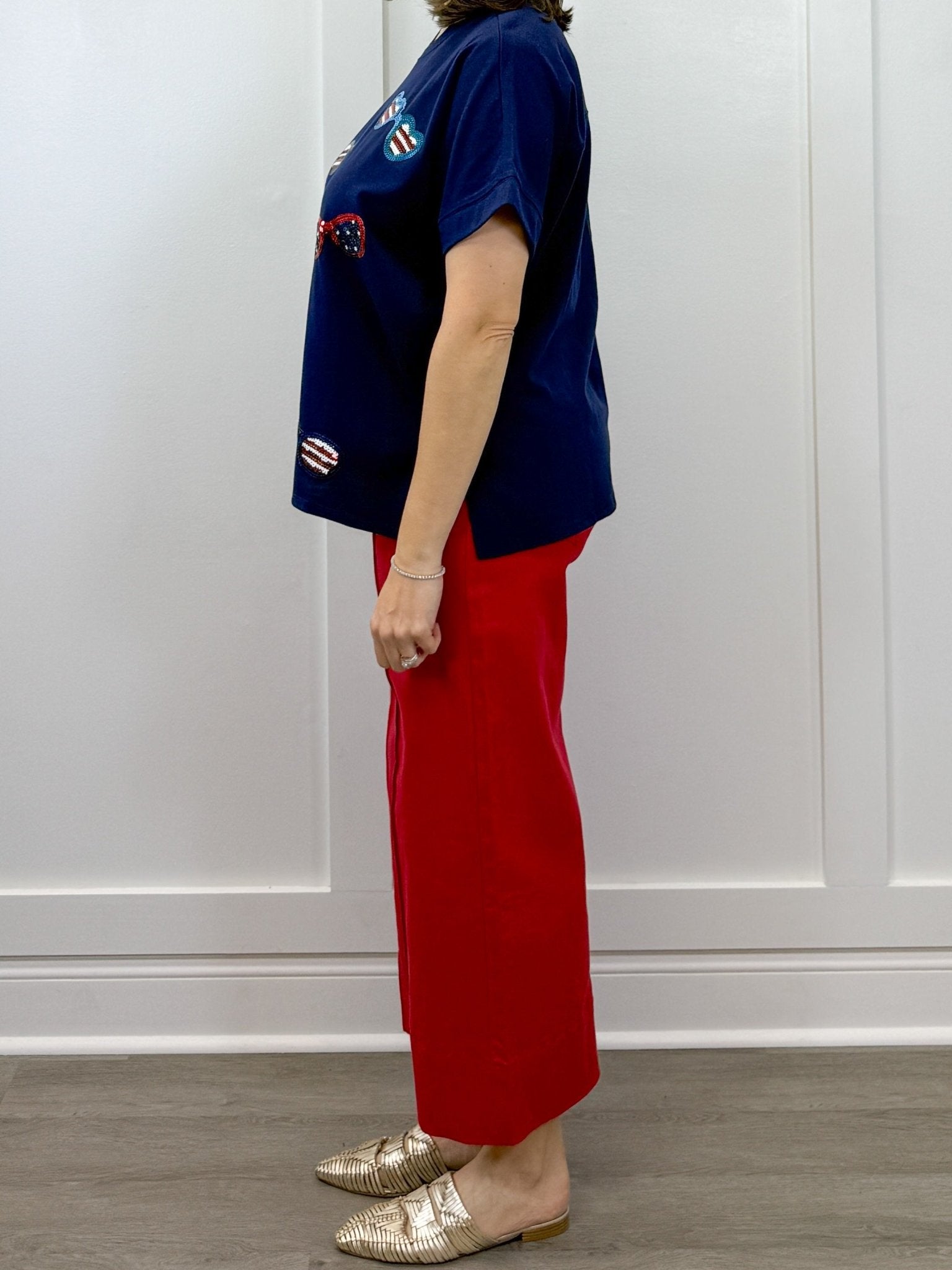 Navy Americana Sparkle Top Tops Mudpie