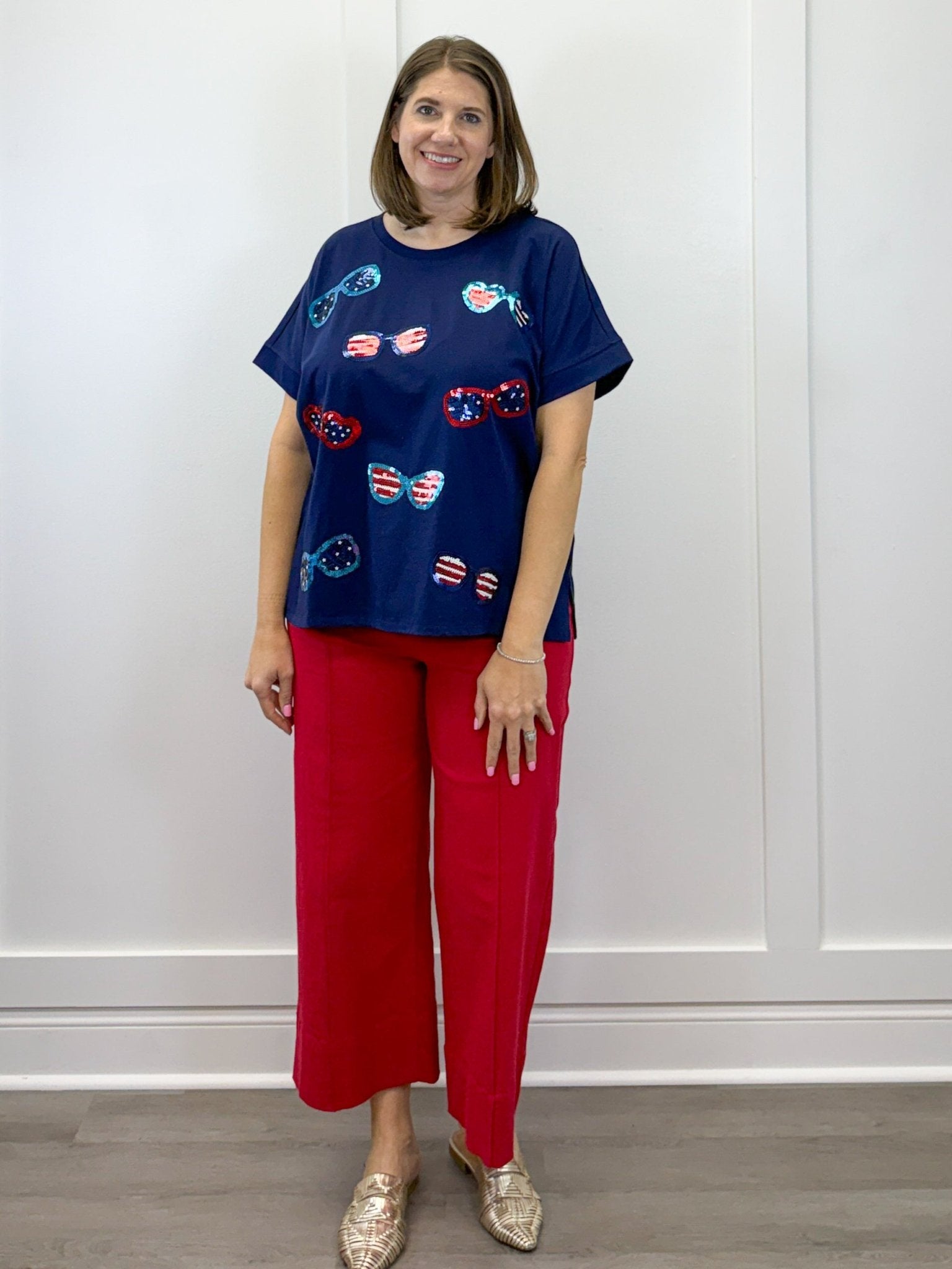 Navy Americana Sparkle Top Tops Mudpie