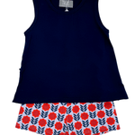 Navy Ruffle Back Set Girls Sets True