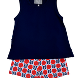 Navy Ruffle Back Set Girls Sets True