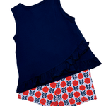 Navy Ruffle Back Set Girls Sets True