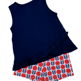 Navy Ruffle Back Set Girls Sets True