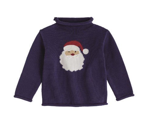 Navy Santa Rollneck Sweater Boys Sweaters + Sweatshirts Mudpie