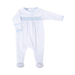 New Beginnings Blue Smocked Footie - Lt. Blue Baby Sleepwear Magnolia Baby