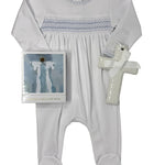 New Beginnings Blue Smocked Footie - Lt. Blue Baby Sleepwear Magnolia Baby
