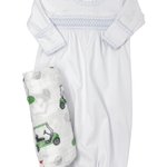 New Beginnings Blue Smocked Gathered Gown - Lt. Blue - Sugar Babies Children's Boutique/Meg's Shoppe