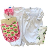 New Beginnings Pink Smocked Gathered Gown - Pink - Sugar Babies Children's Boutique/Meg's Shoppe