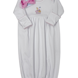 Noah's Ark Gathered Gown - Pink Baby Sleepwear Magnolia Baby