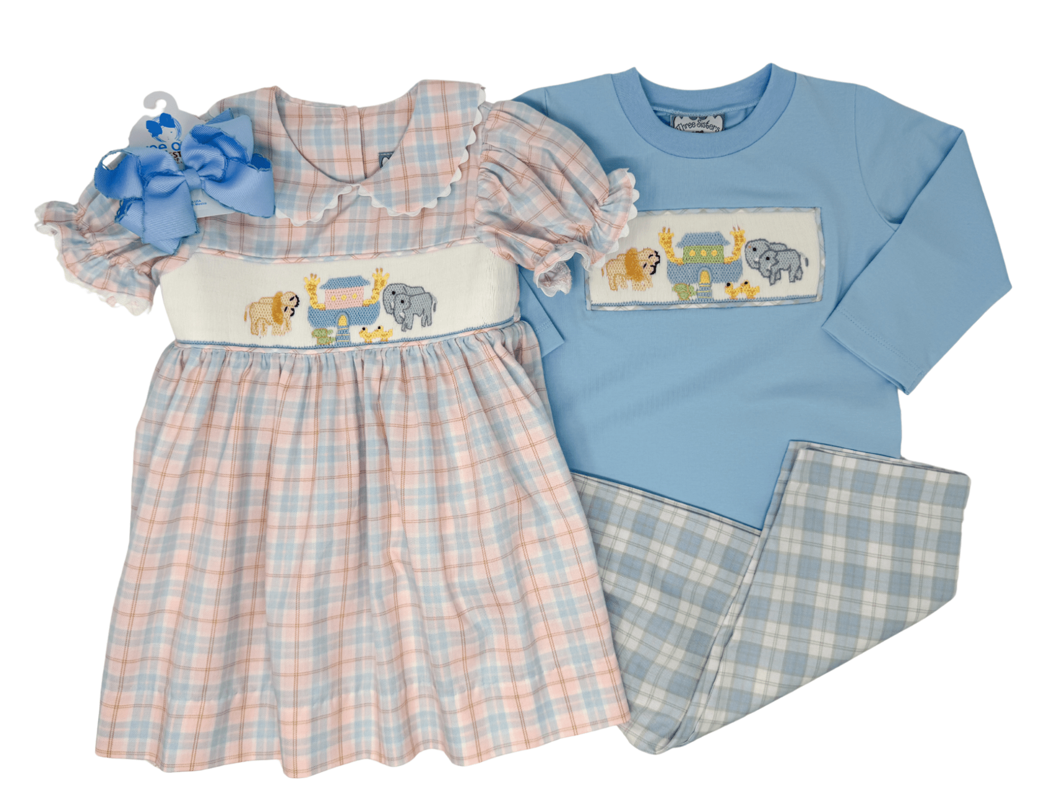 Noah's Ark Smocked Dress Girls Occasion Dresses Three Sisters