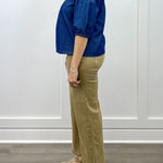 Olivia Textured Yoke Top - Blue Denim Tops VOY