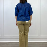 Olivia Textured Yoke Top - Blue Denim Tops VOY