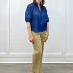Olivia Textured Yoke Top - Blue Denim Tops VOY