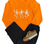 Orange Skeleton LS T-Shirt Boys Tees Mustard & Ketchup