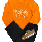 Orange Skeleton LS T-Shirt Boys Tees Mustard & Ketchup