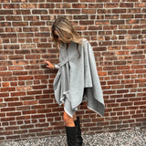 Oversized Keyhole Wrap - Shawl Gray Outerwear Top It Off