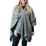 Oversized Keyhole Wrap - Shawl Gray Outerwear Top It Off