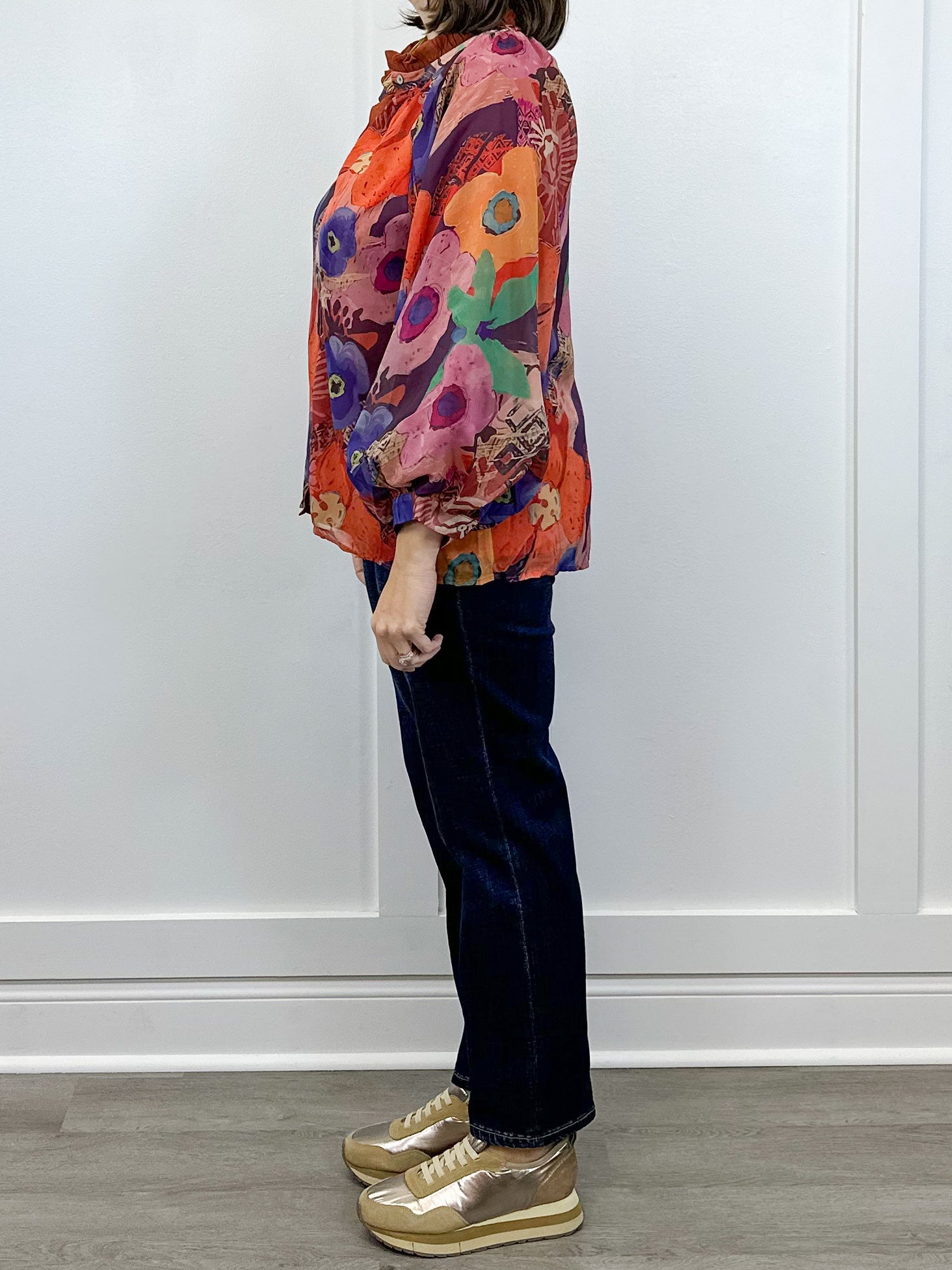 Painter's Petal Button Down Top - Brick Tops Jodifl