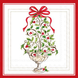 Paper Cocktail Napkins - Holly Topiary Tree Christmas Kitchen + Entertaining Boston International