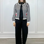 Parisian Rose Striped Cardigan Sweaters Jodifl