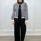 Parisian Rose Striped Cardigan Sweaters Jodifl