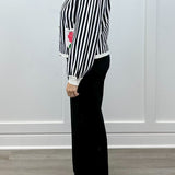 Parisian Rose Striped Cardigan Sweaters Jodifl