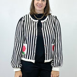 Parisian Rose Striped Cardigan Sweaters Jodifl