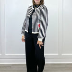Parisian Rose Striped Cardigan Sweaters Jodifl