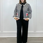 Parisian Rose Striped Cardigan Sweaters Jodifl
