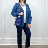 Parker Waffle Knit Cardigan - Dusty Blue Sweaters Zenana