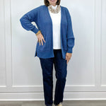 Parker Waffle Knit Cardigan - Dusty Blue Sweaters Zenana