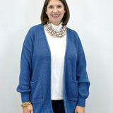 Parker Waffle Knit Cardigan - Dusty Blue Sweaters Zenana