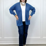 Parker Waffle Knit Cardigan - Dusty Blue Sweaters Zenana