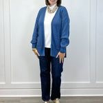 Parker Waffle Knit Cardigan - Dusty Blue Sweaters Zenana
