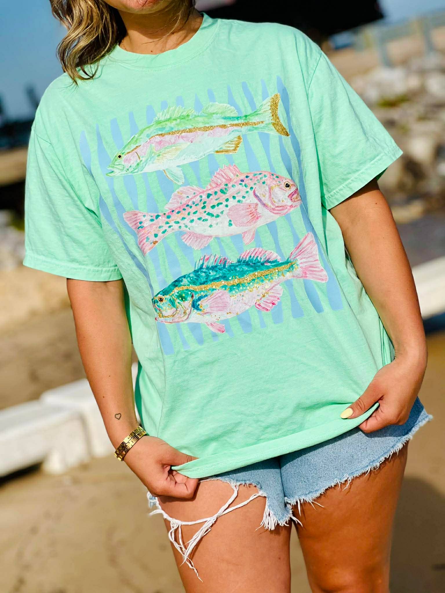 Pastel Trio Fish Graphic Tee Tops Dash Forward Wholesale