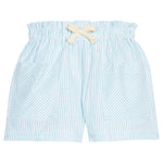 Patch Pocket Shorts - Aqua Sparkle Seersucker Girls Shorts Bisby