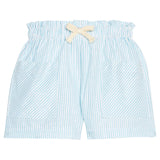 Patch Pocket Shorts - Aqua Sparkle Seersucker Girls Shorts Bisby