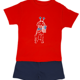 Patriotic Dog S/S Shirt - Red Boys Tees Mustard & Ketchup