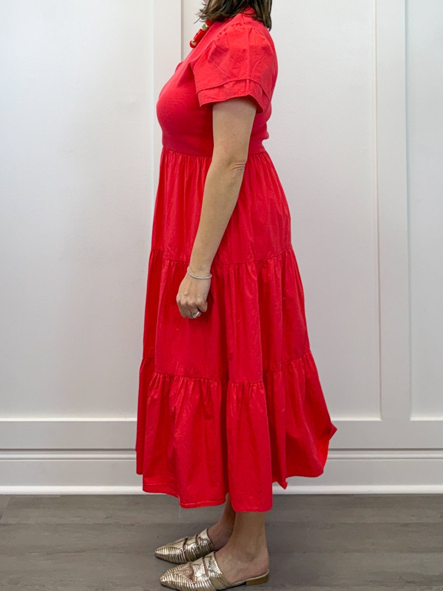 Patton T-Shirt Midi Dress - Red Long Dresses Mudpie