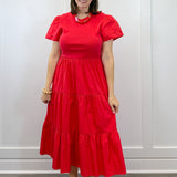 Patton T-Shirt Midi Dress - Red Long Dresses Mudpie