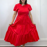Patton T-Shirt Midi Dress - Red Long Dresses Mudpie
