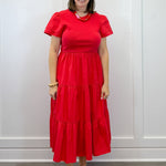 Patton T-Shirt Midi Dress - Red Long Dresses Mudpie